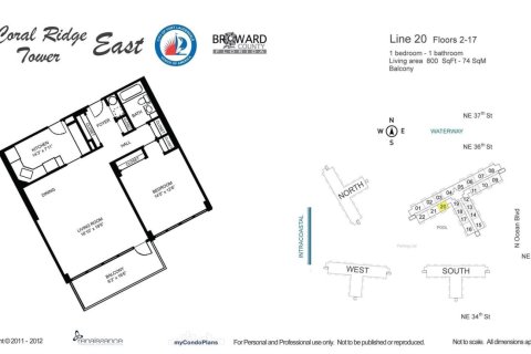 Copropriété à vendre à Fort Lauderdale, Floride: 1 chambre, 74.32 m2 № 2077541 - photo 6