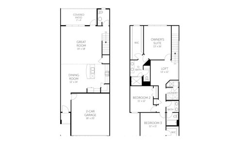 Планировка таунхауса «Townhouse» 3 спальни в ЖК Cherry Elm at SilverLeaf
