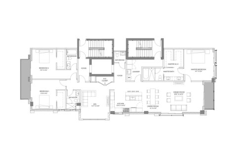Планировка квартиры «229SQM 604» 3 спальни в ЖК ROYAL PALM RESIDENCES