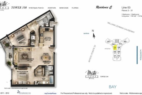 Copropriété à vendre à Aventura, Floride: 2 chambres, 109.9 m2 № 2072851 - photo 4