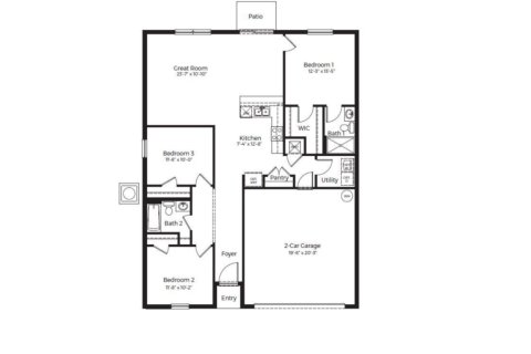 Планировка Виллы или дома «floor Dakota at Eden Hills» 3 комнаты в ЖК Eden Hills by D.R. Horton