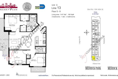 Condominio en alquiler en Coral Gables, Florida, 3 dormitorios, 106.56 m2 № 2085709 - foto 5