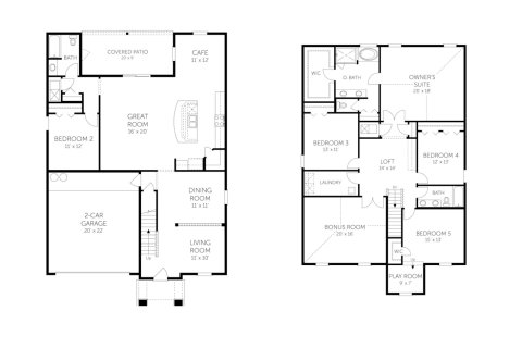 Планировка виллы или дома «House» 5 спален в ЖК Holly Landing at SilverLeaf