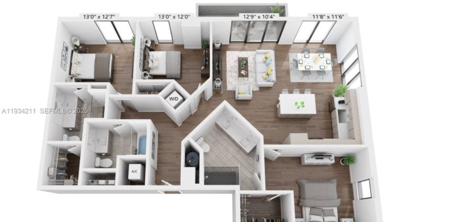 Квартира в Майами, Флорида 3 спальни, 145.58м2 № 1992456