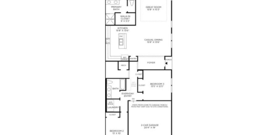 Townhouse floor plan «Townhouse», 3 bedrooms in West End at Town Center