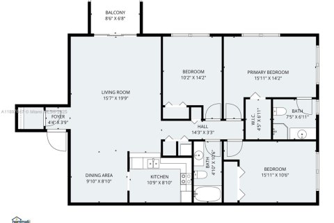 Apartamento en alquiler en Miami, Florida, 3 dormitorios, 115.2 m2 № 1950125 - foto 3