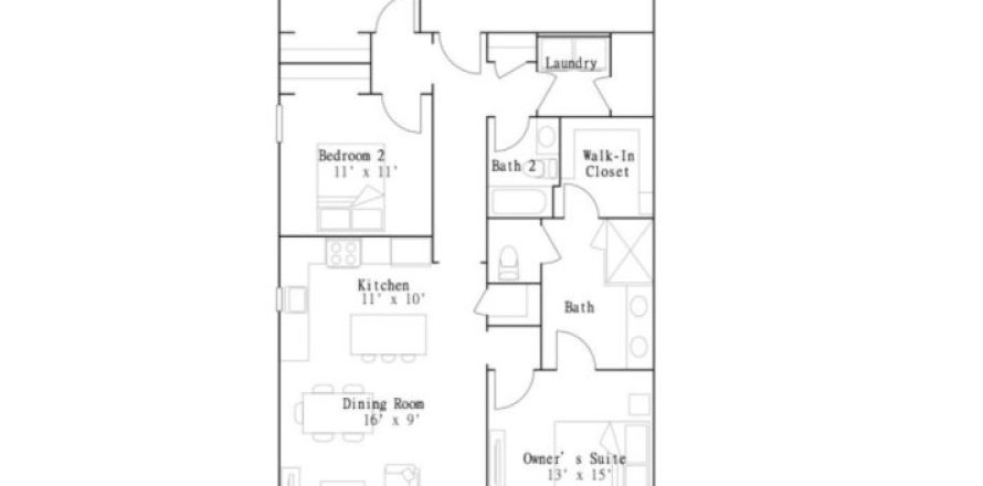 Планировка объекта «Townhouse» 3 спальни в ЖК Shearwater - Shearwater 24ft Townhomes