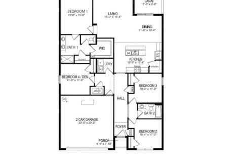 House floor plan «CALI», 4 rooms in Astonia by D.R.Horton