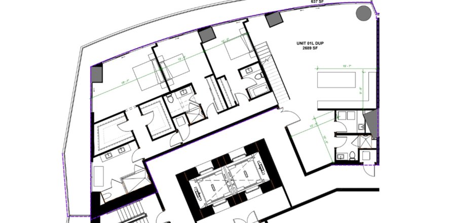 Duplex floor plan «3BR-4», 3 bedrooms in Baccarat Brickell