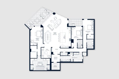 Apartment floor plan «311SQM», 3 bedrooms in ROSEWOOD RESIDENCES LIDO KEY
