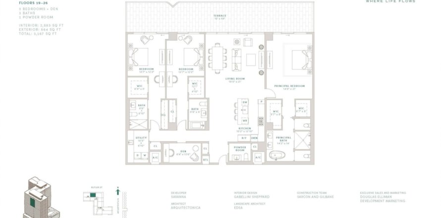 Condominio en West Palm Beach, Florida, 3 dormitorios  № 963807