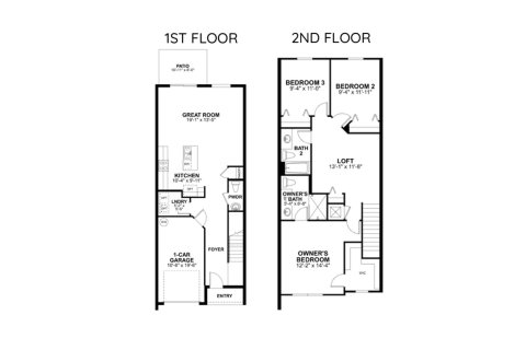 Планировка таунхауса «145SQM» 3 спальни в ЖК TOWNS AT LAKE MONROE COMMONS
