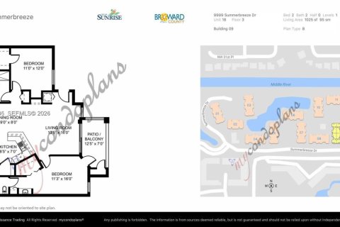 Снять в аренду квартиру в Санрайз, Флорида 2 спальни, 95.13м2, № 2058852 - фото 9