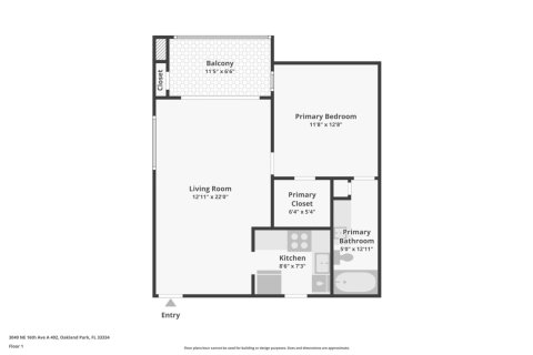 Condominio en venta en Oakland Park, Florida, 1 dormitorio, 55.74 m2 № 1207585 - foto 1