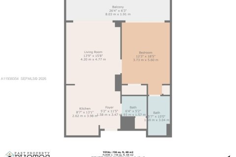 Снять в аренду кондоминиум в Майами, Флорида 1 спальня, 68.38м2, № 1996276 - фото 22