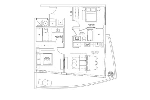 Apartment floor plan «Floor 13899 Biscayne Blvd 1221», 2 bedrooms in NEXO RESIDENCES