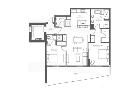 Планировка квартиры «129SQM» 2 спальни в ЖК AURORA