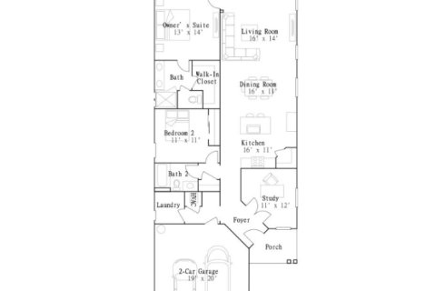House floor plan «House», 2 bedrooms in Stillwater - Stillwater (40s) - Royal Collection