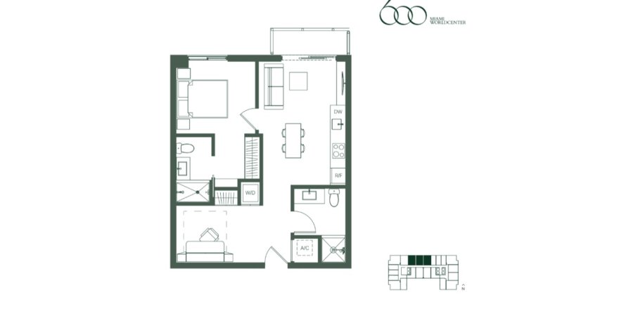 Property floor plan «Apartment», 1 bedroom in 600 MIami Worldcenter