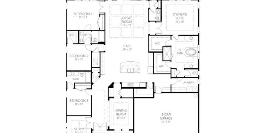 Планировка виллы или дома «House» 4 спальни в ЖК Holly Landing at SilverLeaf