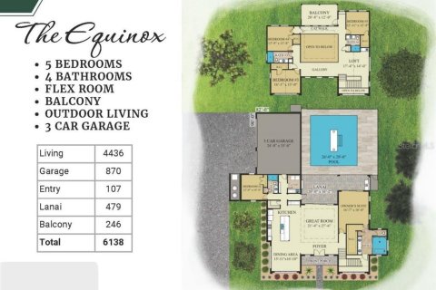 House in Lakeland, Florida 5 bedrooms, 412.11 sq.m. № 1771009 - photo 1