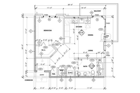 Condominium floor plan «1BR-1», 1 bedroom in Aventura Quattro