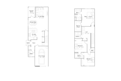 Townhouse floor plan «floor 30833 Veridian Way», 3 rooms in Townes at Veridian