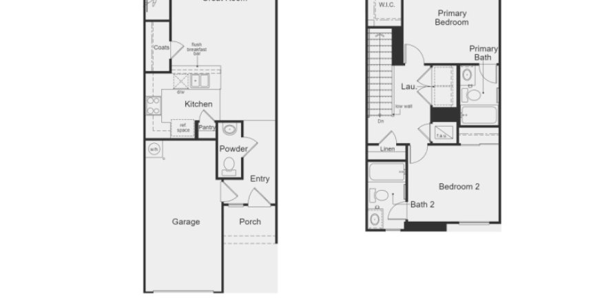 Townhouse floor plan «Townhouse», 2 bedrooms in Greenland Place Townhomes