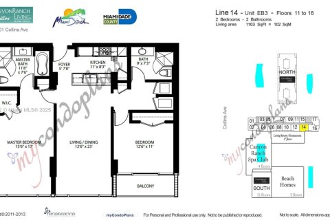 Купить кондоминиум в Майами-Бич, Флорида 2 спальни, 102.47м2, № 2014969 - фото 12