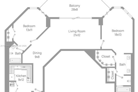 Apartamento en alquiler en Miami, Florida, 2 dormitorios, 119.94 m2 № 2041237 - foto 3