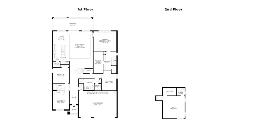 Планировка таунхауса «278SQM SANDERLING ELITE COASTAL» 3 спальни в ЖК TOLL BROTHERS AT VENICE WOODLANDS