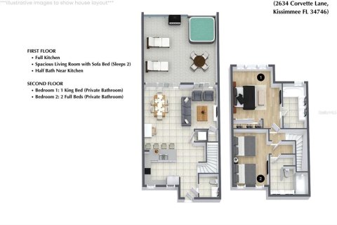 Townhouse in Kissimmee, Florida 2 bedrooms, 125.42 sq.m. № 2143889 - photo 24
