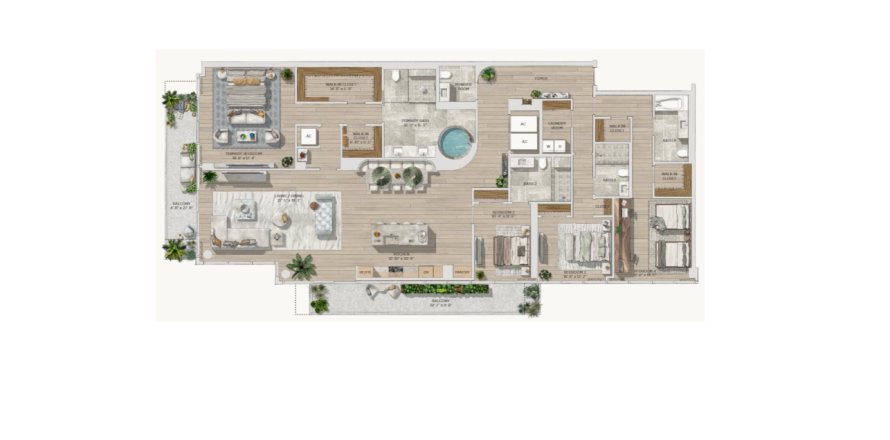 Планировка квартиры «Residence» 4 спальни в ЖК The well