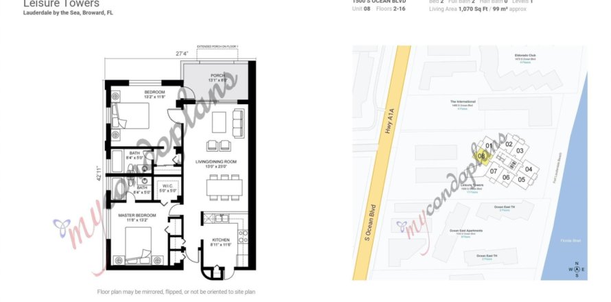 Condo in Pompano Beach, Florida, 2 bedrooms № 1098948