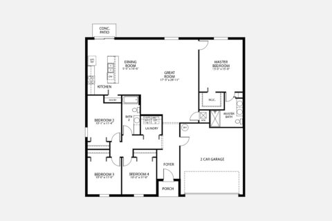 Townhouse floor plan «173SQM», 4 bedrooms in POINCIANA