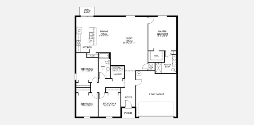 Планировка таунхауса «173SQM» 4 спальни в ЖК POINCIANA