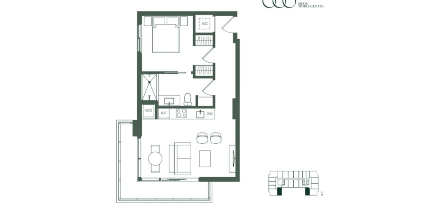 Property floor plan «Apartment», 1 bedroom in 600 MIami Worldcenter