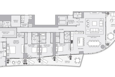 Apartment floor plan «4BR-2», 4 bedrooms in St. Regis Brickell