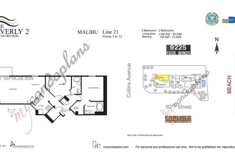 Condominio en venta en Surfside, Florida, 2 dormitorios, 93.09 m2 № 2168625 - foto 26