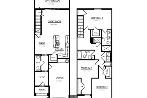 Townhouse floor plan «Townhouse», 3 bedrooms in Woodleaf Hammock at Lakewood Ranch