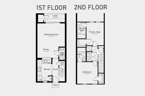 Townhouse floor plan «104SQM HAWTHORNE», 2 bedrooms in EDGESTONE AT ARTISAN LAKES