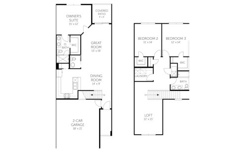 Планировка таунхауса «Townhouse» 4 спальни в ЖК Cherry Elm at SilverLeaf
