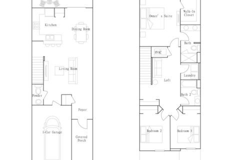 Townhouse floor plan «floor St. Thomas II», 3 rooms in Townes at Veridian