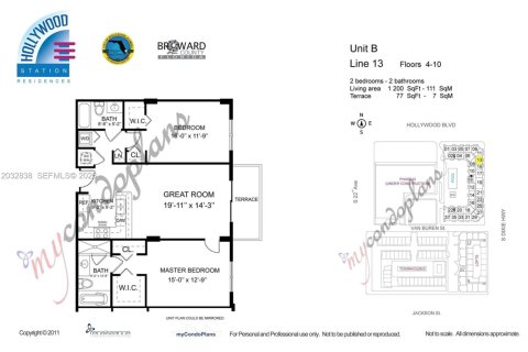 Condominio en alquiler en Hollywood, Florida, 2 dormitorios, 111.48 m2 № 2077959 - foto 3