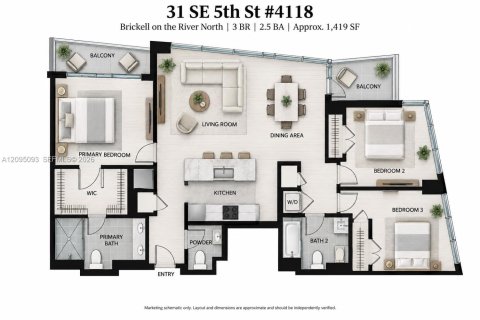 Copropriété à vendre à Miami, Floride: 3 chambres, 131.83 m2 № 2386907 - photo 23