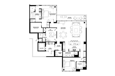 Apartment floor plan «242SQM 6D», 2 bedrooms in 3550 SOUTH OCEAN