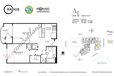 Купить кондоминиум в Холливуд, Флорида 1 спальня, 64.1м2, № 1936547 - фото 3