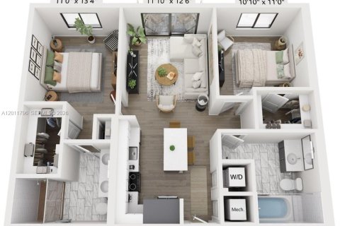 Apartamento en alquiler en Miami, Florida, 2 dormitorios, 91.69 m2 № 2075394 - foto 2