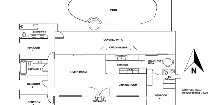 Casa en Hollywood, Florida 4 dormitorios, 203.46 m2 № 1208215