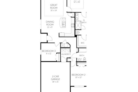 Планировка таунхауса «Townhouse» 3 спальни в ЖК Cherry Elm at SilverLeaf